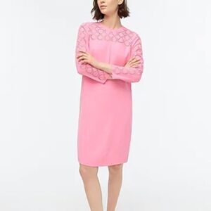 J. Crew Laser-Cut Eyelet Shift Dress Bright Pink NWT Size 6 Barbie